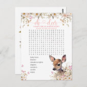 ウッドランド鹿の赤ちゃんシャワーゲーム ポストカード (正面/裏面)