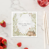 ウッドランド鹿の赤ちゃんパーソナライズされたシャワー スタンダードカクテルナプキン (インサイチュ)