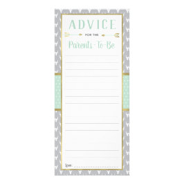 ウッドランド鹿アドバイスカード、ベビーシャワー、ミント、グレー ラックカード