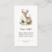 ウッドランド鹿アニマル赤ちゃんシャワーおむつラッフル エンクロージャーカード (正面)