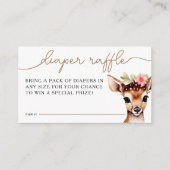 ウッドランド鹿ガール赤ちゃんシャワーおむつラッフル エンクロージャーカード (正面)