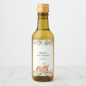 ウッドランド鹿フローラ緑の赤ちゃんシャワーミニ ワインラベル (正面)