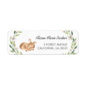 ウッドランド鹿フローラ緑の赤ちゃんシャワー戻る ラベル (正面)