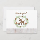 ウッドランド鹿ベビーシャワーありがとうご注意 招待状 (正面)