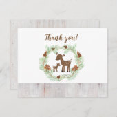 ウッドランド鹿ベビーシャワーありがとうご注意 招待状 (正面/裏面)