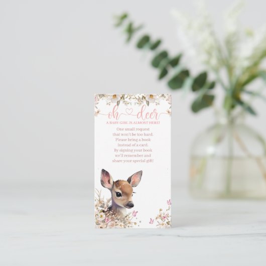 ウッドランド鹿ベビーシャワーガール、ベビー用の本 エンクロージャーカード (スタンド正面)