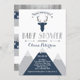 ウッドランド鹿ベビーシャワー招待状ホイルフェイクー 招待状