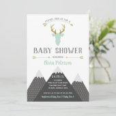 ウッドランド鹿ベビーシャワー招待状ホイルフェイクー 招待状 (スタンド正面)