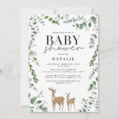 ウッドランド鹿ユーカリモダンスの赤ちゃんシャワー 招待状 (正面)