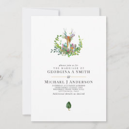 ウッドランド鹿結婚式招待状水彩 招待状