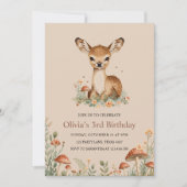 ウッドランド鹿誕生日素朴森林動物キッズ 招待状 (正面)