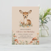 ウッドランド鹿誕生日素朴森林動物キッズ 招待状 (スタンド正面)