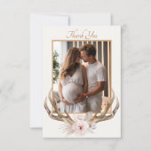 ウッドランド鹿〔雄ジカの〕枝角ベビーシャワーサンキューカード- サンキューカード (正面)