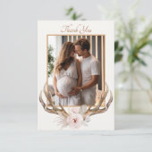 ウッドランド鹿〔雄ジカの〕枝角ベビーシャワーサンキューカード- サンキューカード (スタンド正面)