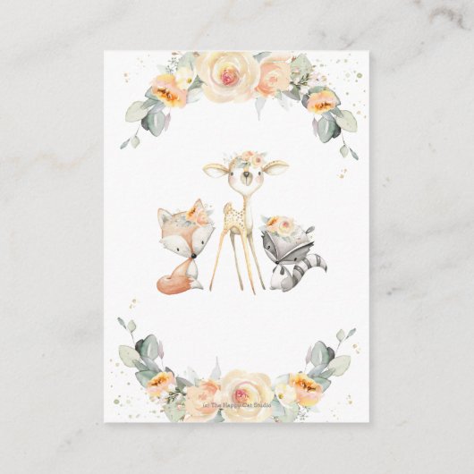 ウッドランド黄色フローラ緑の本ベビー エンクロージャーカード (裏面)