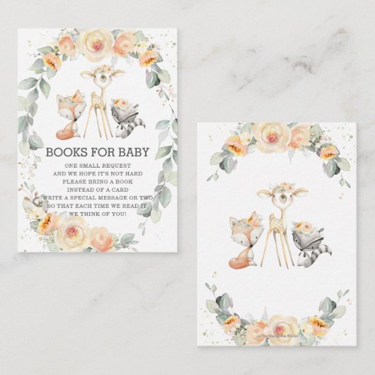 ウッドランド黄色フローラ緑の本ベビー エンクロージャーカード (正面/裏面)