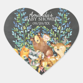 ウッドランド黒板ベビーシャワーの好意ステッカー ハートシール