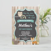 ウッドランド1歳の誕生日招待状の少年 招待状 (スタンド正面)