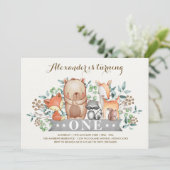 ウッドランド1歳の誕生日|森林お洒落動物 招待状 (スタンド正面)