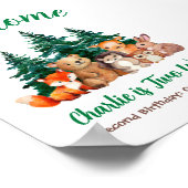 ウッドランド2thバースデーフォレスト動物ウェルカムサイン ポスター (角)