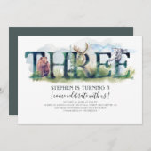 ウッドランド3 – 誕生日招待状 招待状 (正面/裏面)