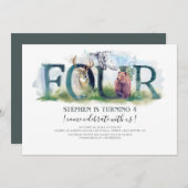 ウッドランド4歳4歳招待状 招待状 (正面/裏面)