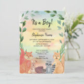 ウッドランド おとこのこ フォレストフレンド ベイビーシャワー    招待状 (スタンド正面)
