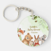 ウッドランド かわいい 動物 緑の赤ちゃんお披露目 キーホルダー (正面)