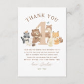 ウッドランド・アニマルズかわいい最初の写真の誕生日パーティー サンキューカード (正面)