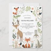 ウッドランド・アニマルズかわいい赤ちゃんシャワー 招待状 (正面)