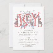 ウッドランド・アニマルズの冬の楽しい休暇パーティー 招待状 (正面)