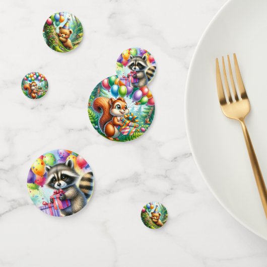 ウッドランド・アニマルズをテーマにした誕生日パーティー コンフェッティ (グループ)