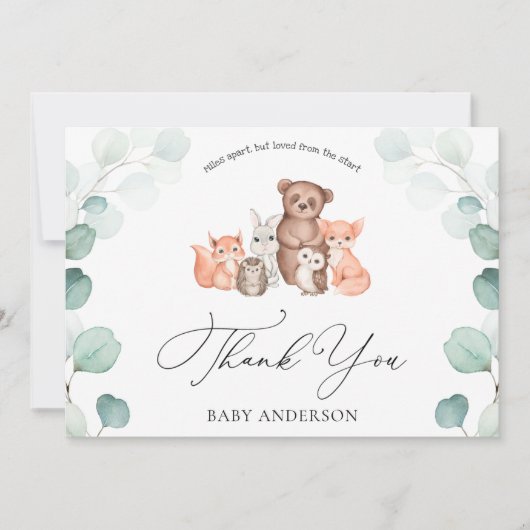 ウッドランド・アニマルズシャワーbyメールありがとうはがき カード (正面)