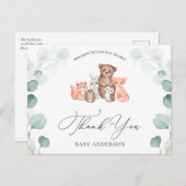 ウッドランド・アニマルズシャワーbyメールありがとうはがき ポストカード (正面/裏面)