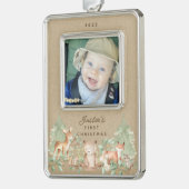 ウッドランド・アニマルズベビー初 シルバープレートフレームオーナメント (左)