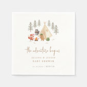 ウッドランド・アニマルズ冒険が赤ちゃんのシャワーを始める スタンダードカクテルナプキン (正面)