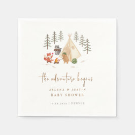 ウッドランド・アニマルズ冒険が赤ちゃんのシャワーを始める スタンダードカクテルナプキン