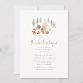 ウッドランド・アニマルズ冒険が赤ちゃんのシャワーを始める 招待状 (正面)