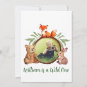 ウッドランド・アニマルズ写真第1回バースデーキツネベアバニー 招待状 (裏面)