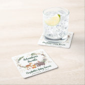 ウッドランド・アニマルズ冬の赤ちゃんシャワー スクエアペーパーコースター (インサイチュ)