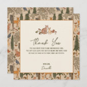 ウッドランド・アニマルズ少年の赤ちゃんシャワー サンキューカード (正面/裏面)