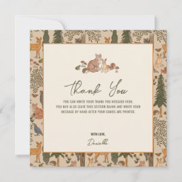 ウッドランド・アニマルズ少年の赤ちゃんシャワー サンキューカード