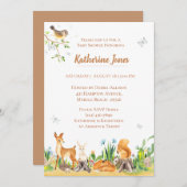 ウッドランド・アニマルズ少年の赤ちゃんシャワー 招待状 (正面/裏面)