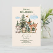 ウッドランド・アニマルズ彼は野生の一歳の誕生日 招待状 (スタンド正面)
