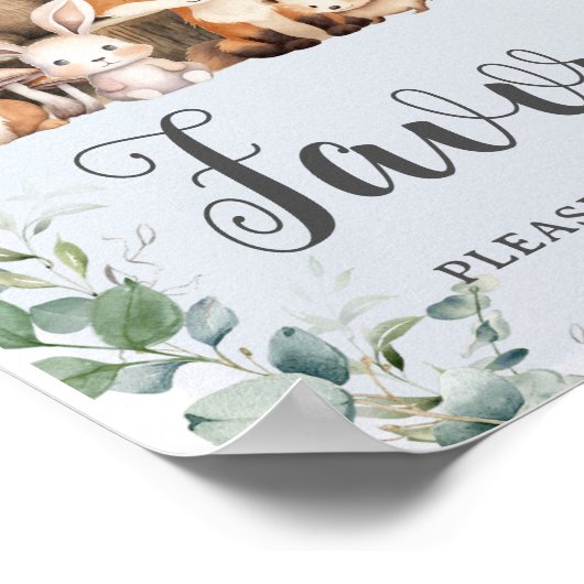 ウッドランド・アニマルズ緑の少年の赤ちゃんシャワーの好意 ポスター (角)