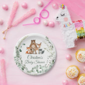 ウッドランド・アニマルズ緑の赤ちゃんシャワー ペーパープレート (パーティー)