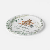 ウッドランド・アニマルズ緑の赤ちゃんシャワー ペーパープレート (アングル)