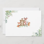 ウッドランド・アニマルズ緑の赤ちゃんシャワー 招待状 (裏面)