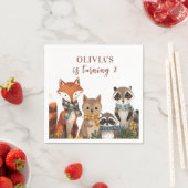 ウッドランド・アニマルズ誕生日パーティ素朴ー スタンダードカクテルナプキン (インサイチュ)