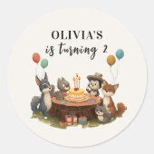 「ウッドランド・アニマルズ誕生日賛成 ラウンドシール (正面)